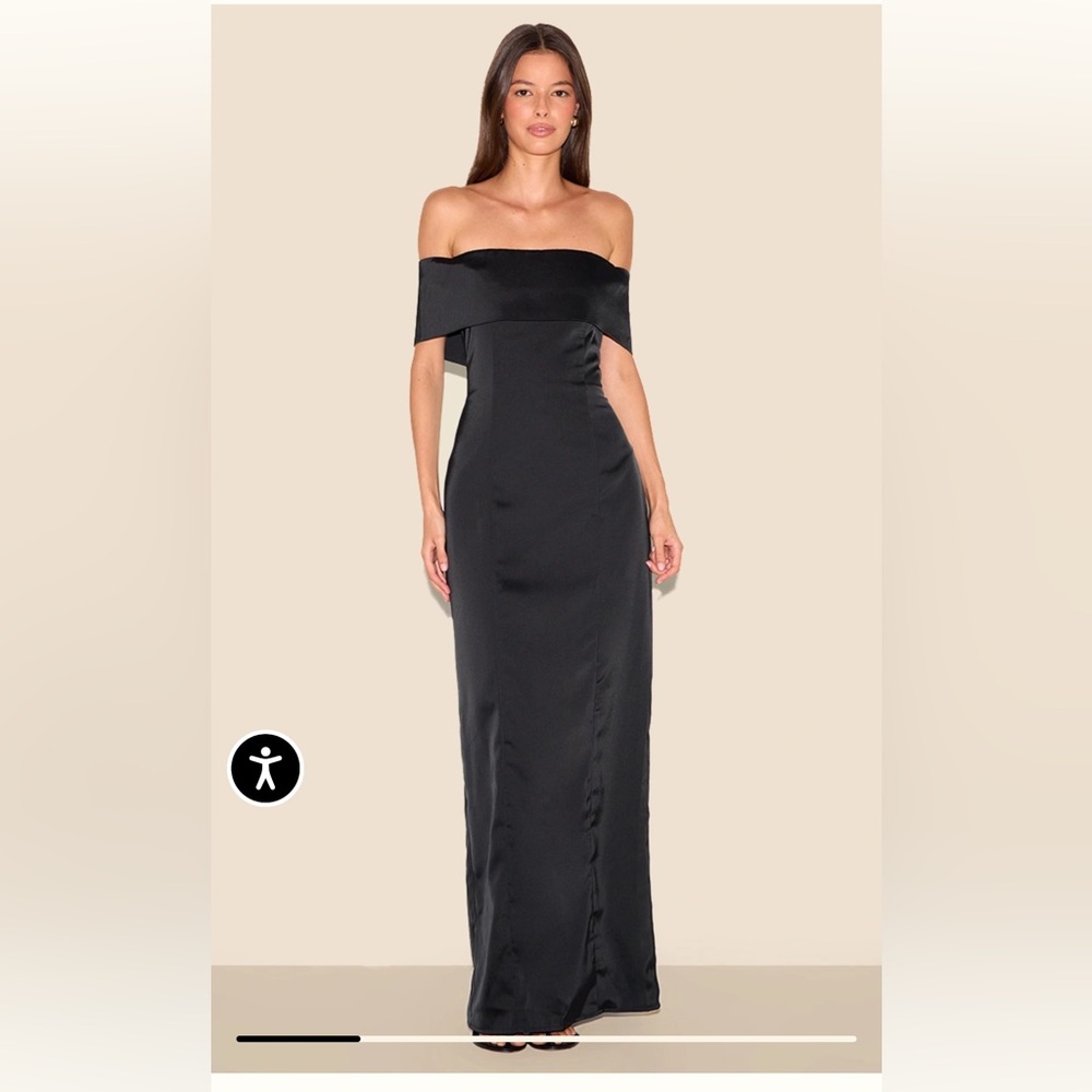 PrettyLittleThing Black Bridesmaid Bardot Fold Over Sleeveless Maxi Dress